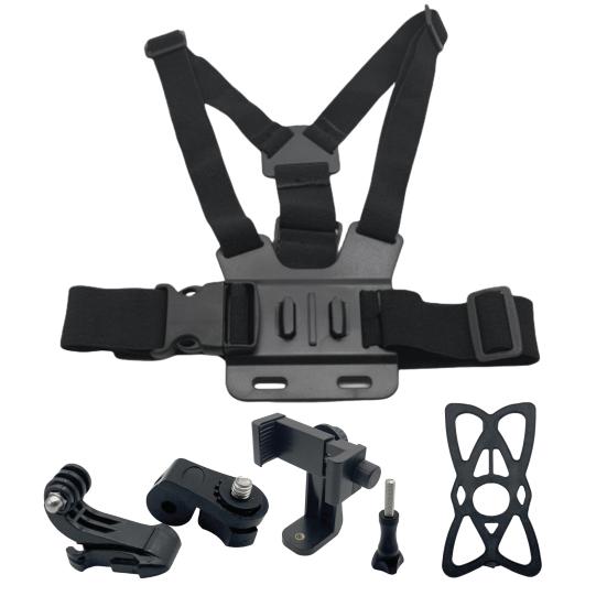 Phone Mount Holder Chest Strap Action Camera Bracket Adjustable Easy To Install 360-Degree Rotation Phone Clip Chest Strap Kit