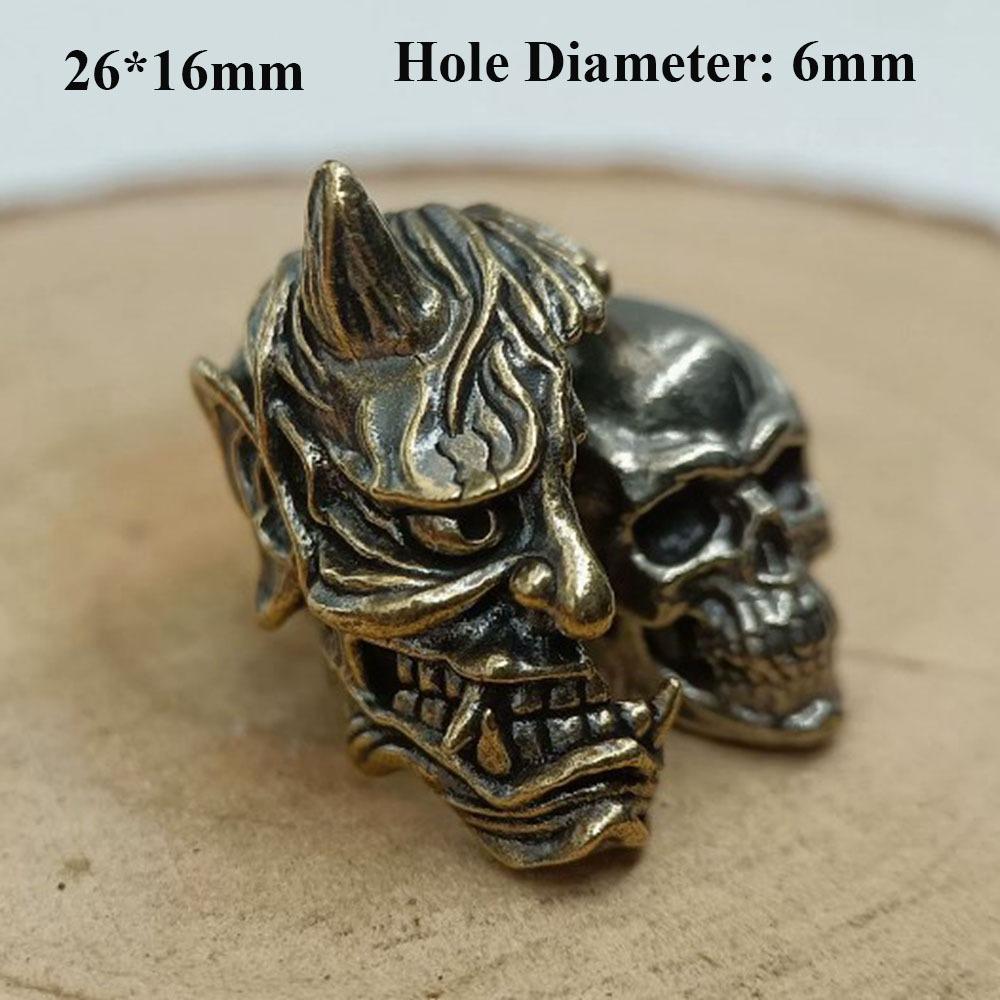 Retro Tiger Double-layer Skull Brass Bead Charms Bracelet Lanyard Pendant EDC Outdoor Tool