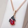 Блестящий красный кулон из натурального циркона, женское ожерелье, покрытие розовым золотом и черным родием, высокое качество, повседневные изысканные ретро-украшения