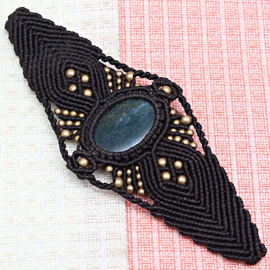 Macrame Thread Ocean Jasper Jewelry Gemstone Handmade 8-10''Ad Bracelet