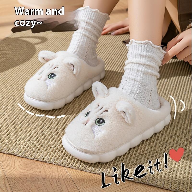 European and American Non-slip Soft Sole Cute Cartoon Cat Shape Non-slip Indoor Winter Cotton Slippers