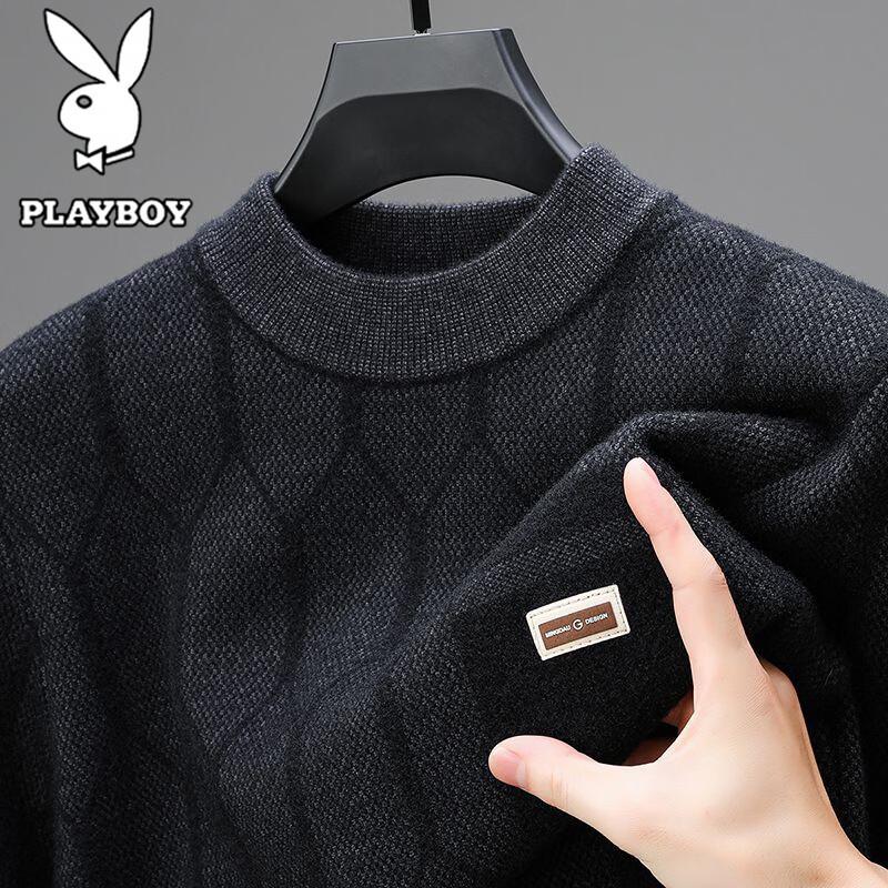 PLAYBOY Men's Thickened Casual Warm Knit Sweater