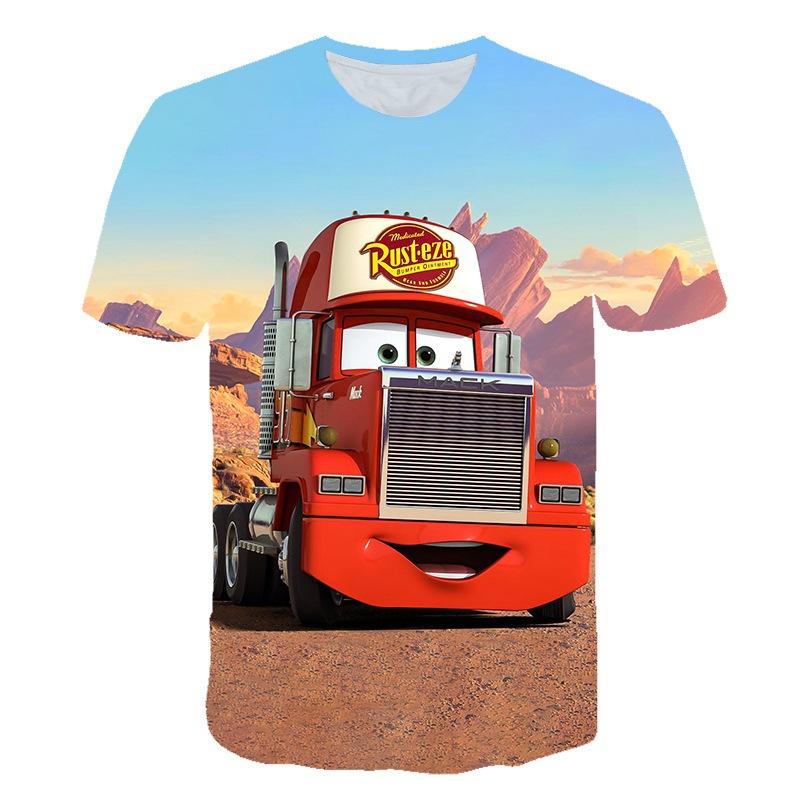 2024 new sports, short sleeves, animation, racing story 3D digital printing children's T-shirt