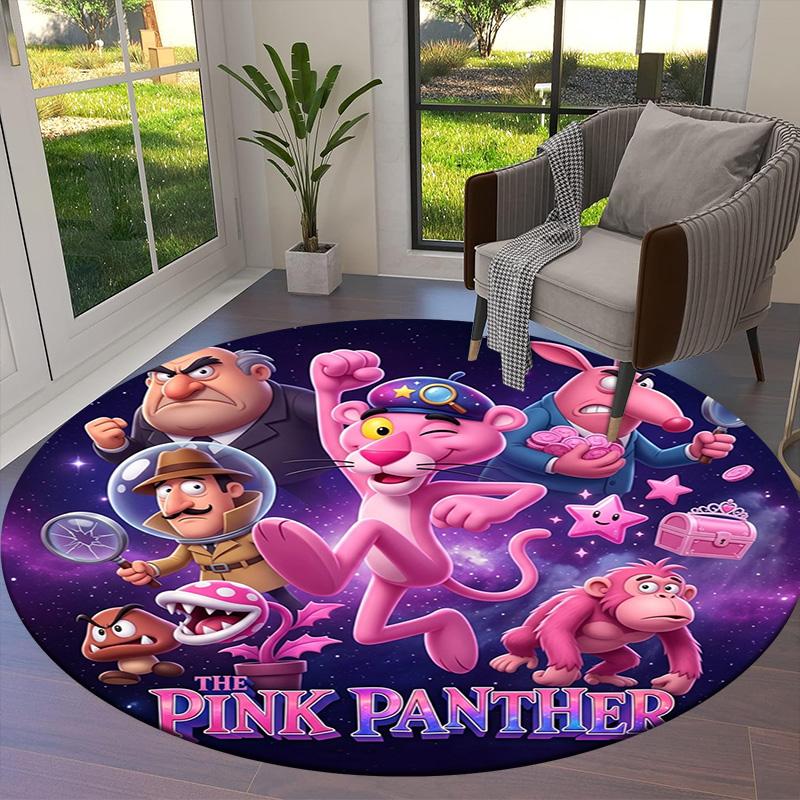The Pink Panther Round Area Rug Carpet Rug For Living Room Bedroom Sofa Playroom Decor Nonslip Floor Mat