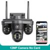 6K 12MP WiFi IP Camera Outdoor Triple Lens Three Screen 10X Zoom Panoramic View PTZ Security Cam Motion Detection 8MP Video Surveillance