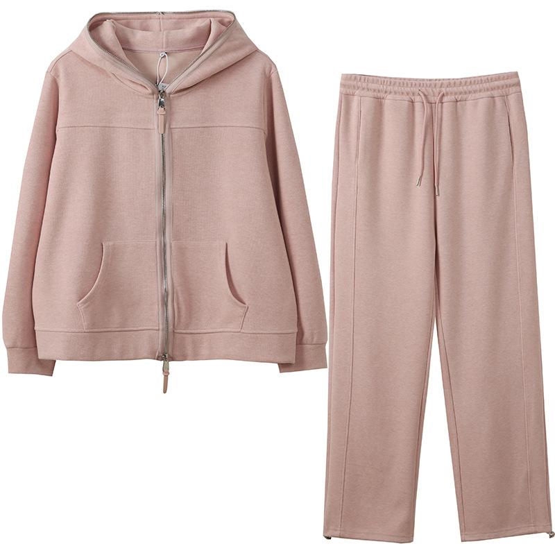 Женский повседневный спортивный костюм больших размеров, весенний свитер с капюшоном, широкие брюки, костюм из двух частей