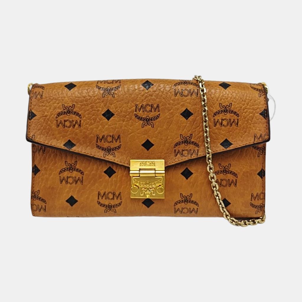 [Pre-Owned] Millie Visetos Classic Monogram Print Light Trendy Cool Girl Flap Chain Crossbody Bag Medium - Very Good #A168SB