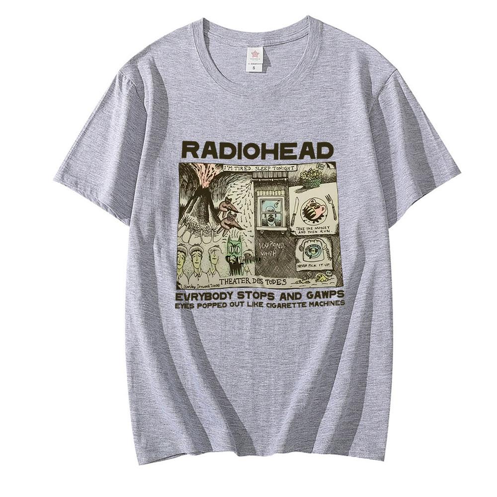 Футболка с принтом Radiohead Rock Boy, хлопковая, мужская, женская, с коротким рукавом, Harajuku, хип-хоп, пара, с круглым вырезом, модная, кавайная, свободные топы