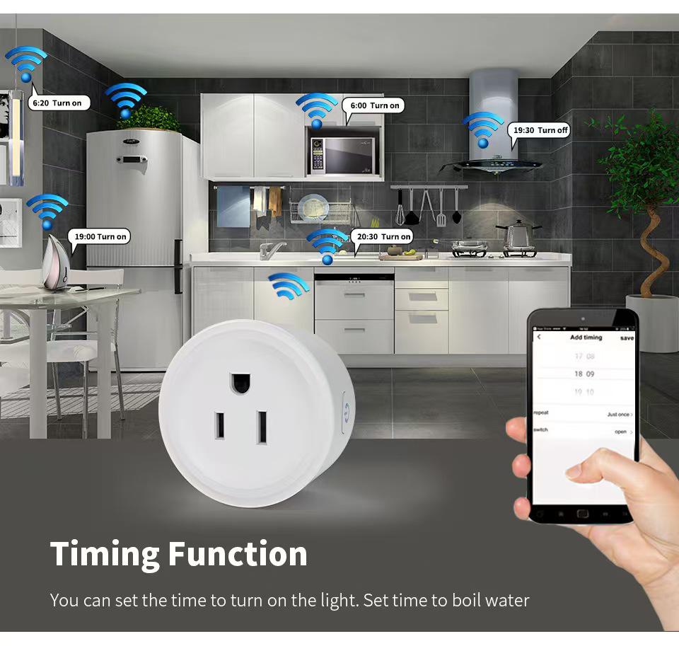 Умная розетка-таймер US Graffiti WiFi, совместима с Alexa, управление через приложение для уютной жизни