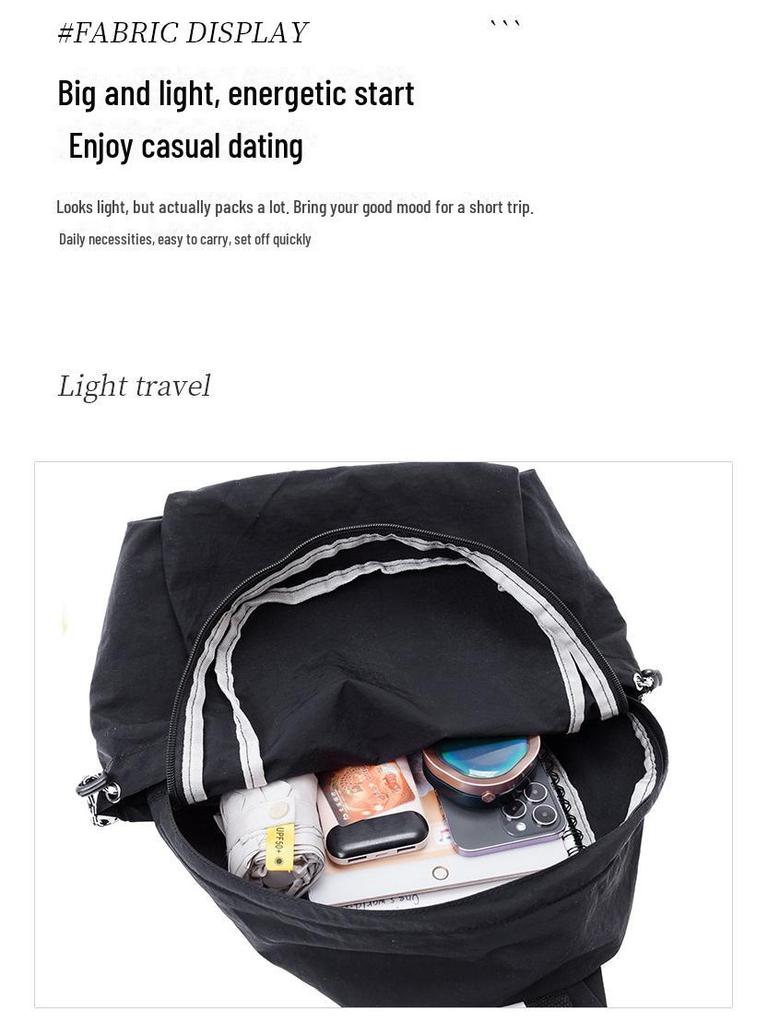 Корейский женский нейлоновый рюкзак весна-лето 2025: Модный однотонный повседневный школьный ранец для студентов