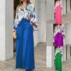Women's Printed Shirt Temperament Elegant Wide Leg Pants Fashion Casual Suit