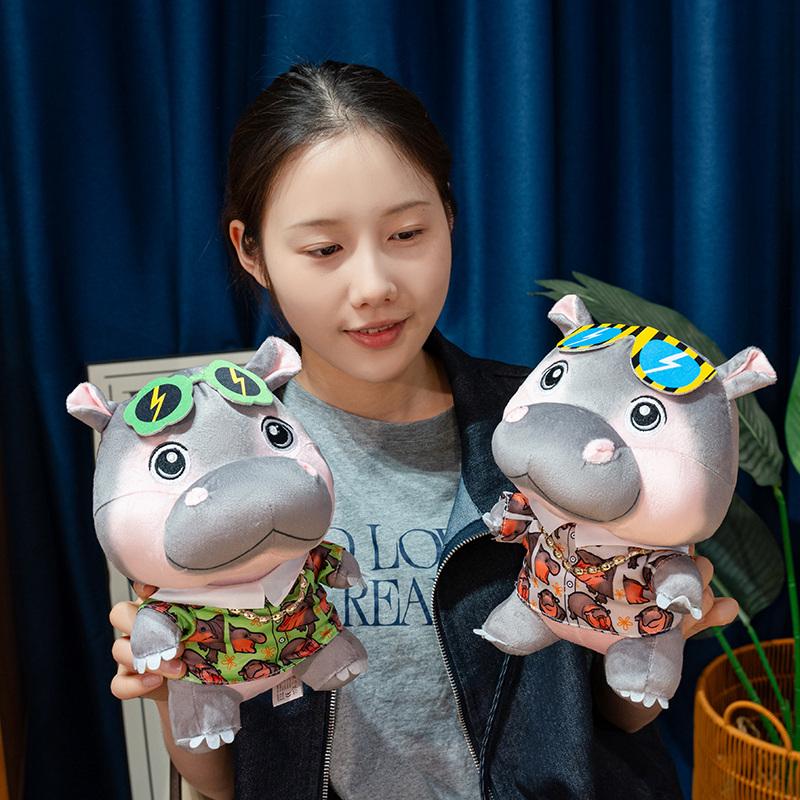 Модная плюшевая игрушка в виде бегемота, мультяшные плюшевые животные, бегемоты, плюшевые игрушки с подвеской в виде рубашки и сумки, мультяшный брелок, подарки