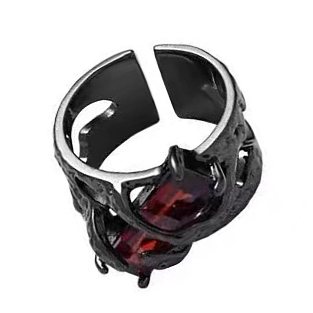 Кольцо из готического кристалла и жидкого металла, необычное, черное, шип, лава, регулируемое, цирконовое, открытое, ювелирное украшение для ценителей моды