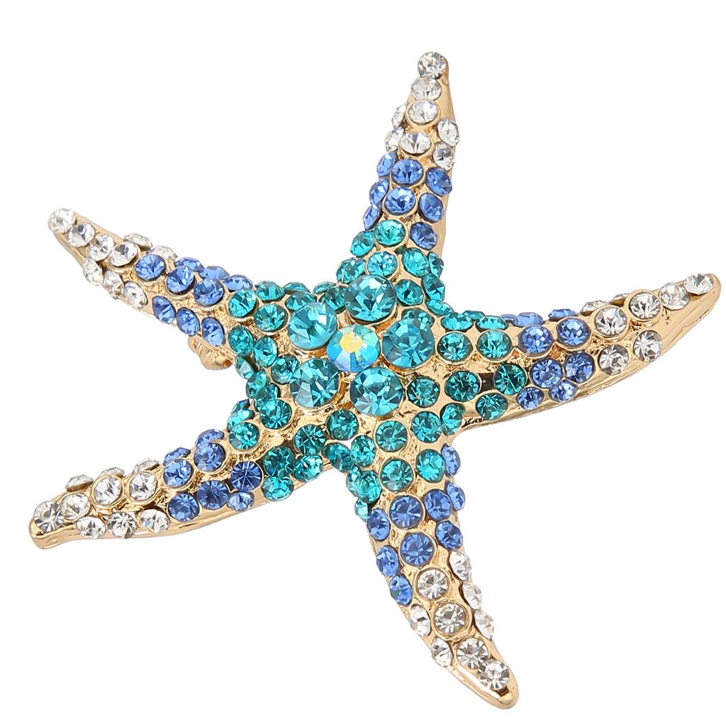 Pentagram Rhinestones Pin Brooch Starfish Clothing Accessories Ocean Blue Decorations