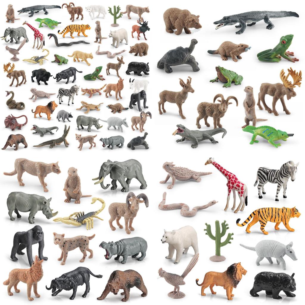 Realistic Forest Animal Figurines Including Reindeer Grizzly Bear And North American Bison Models For Home Decor