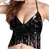 Tassel Sequin Dance Wear Halter Bra Belly Dance Bra Show Costumes Performance Top