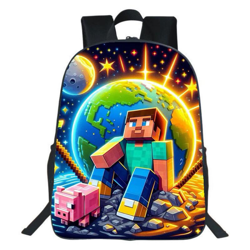 Рюкзак Minecraft для детей с принтом, нейлоновый школьный рюкзак с мягкими лямками для учеников начальной школы