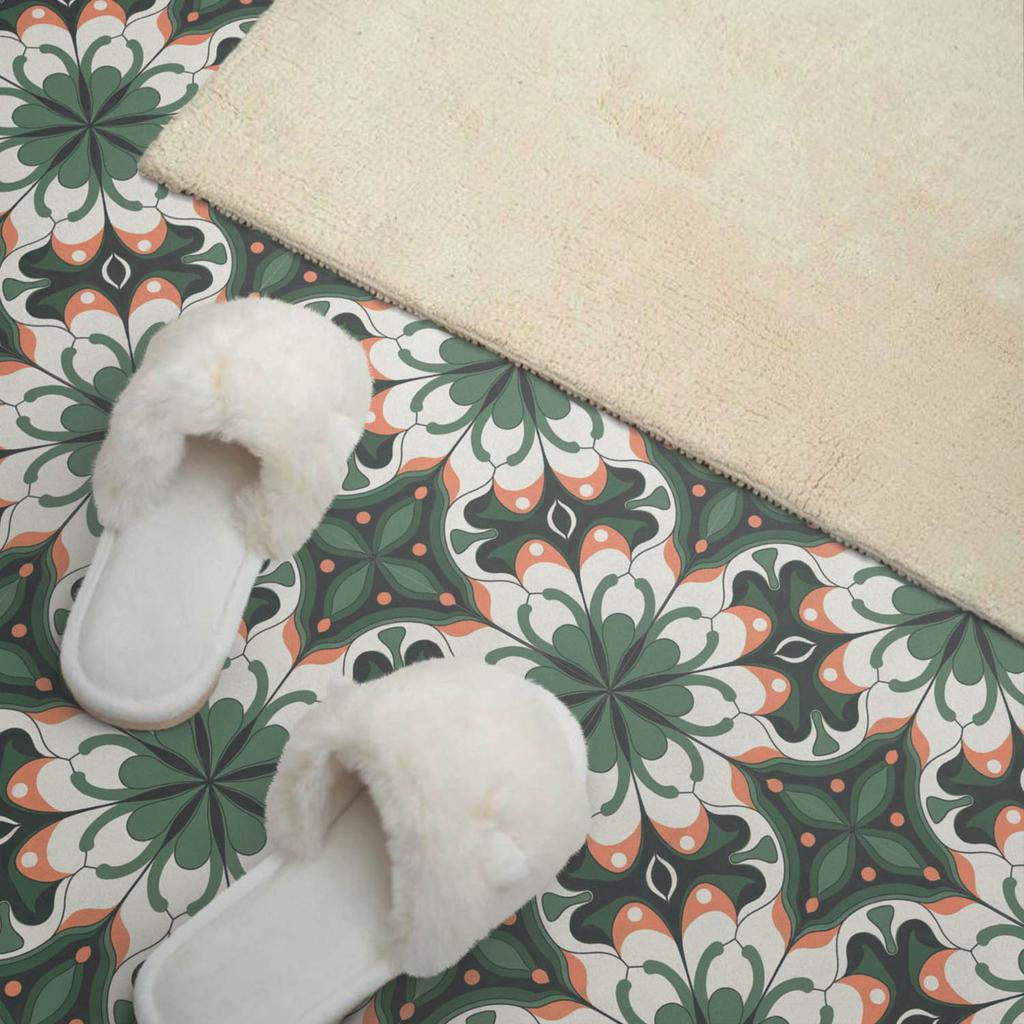 Set of Vinyl Floor Tiles with a Stylish Plant Pattern 20x20x20 cm