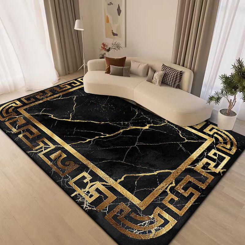 Large Area Golden Rugs for Living Room Nordic Style Decoration Sofa Area Carpet Home Bedroom Decor Cloakroom Floor Mat Non-slip