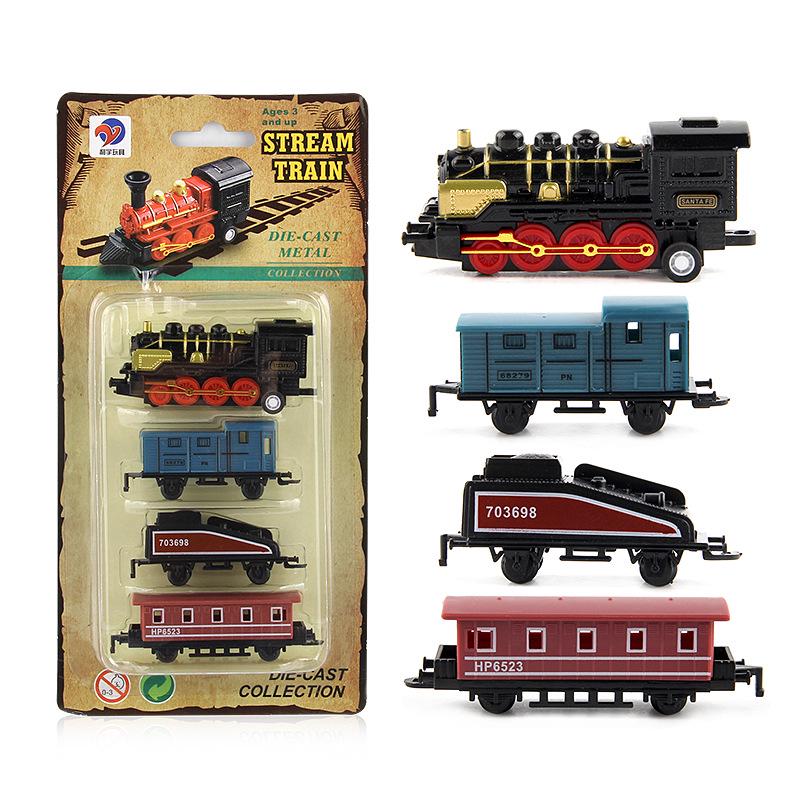 Retro Alloy Pull-Back Toy Train: Freely Assembled English Version for Children