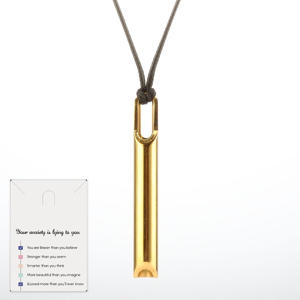 For Anxiety Relief Mindful Breathing Necklace Stress Anxiety Whistle Necklace Yoga Sports