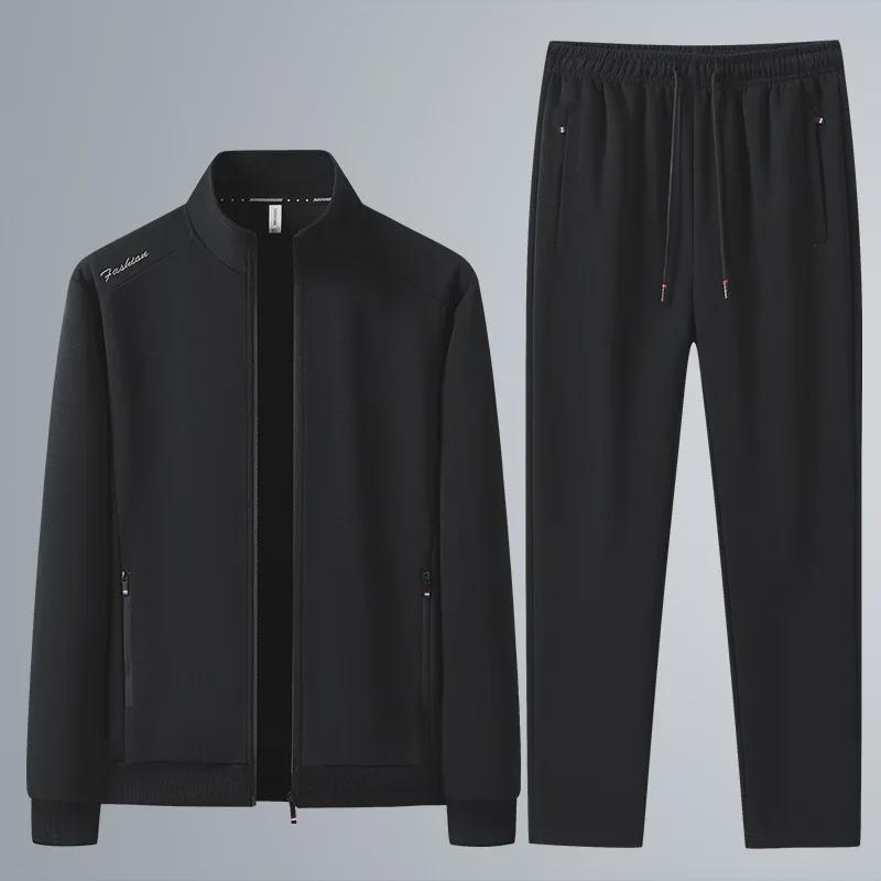 Мужской спортивный костюм из хлопка больших размеров: Комплект из дышащего свитера и спортивных штанов (L-8XL)