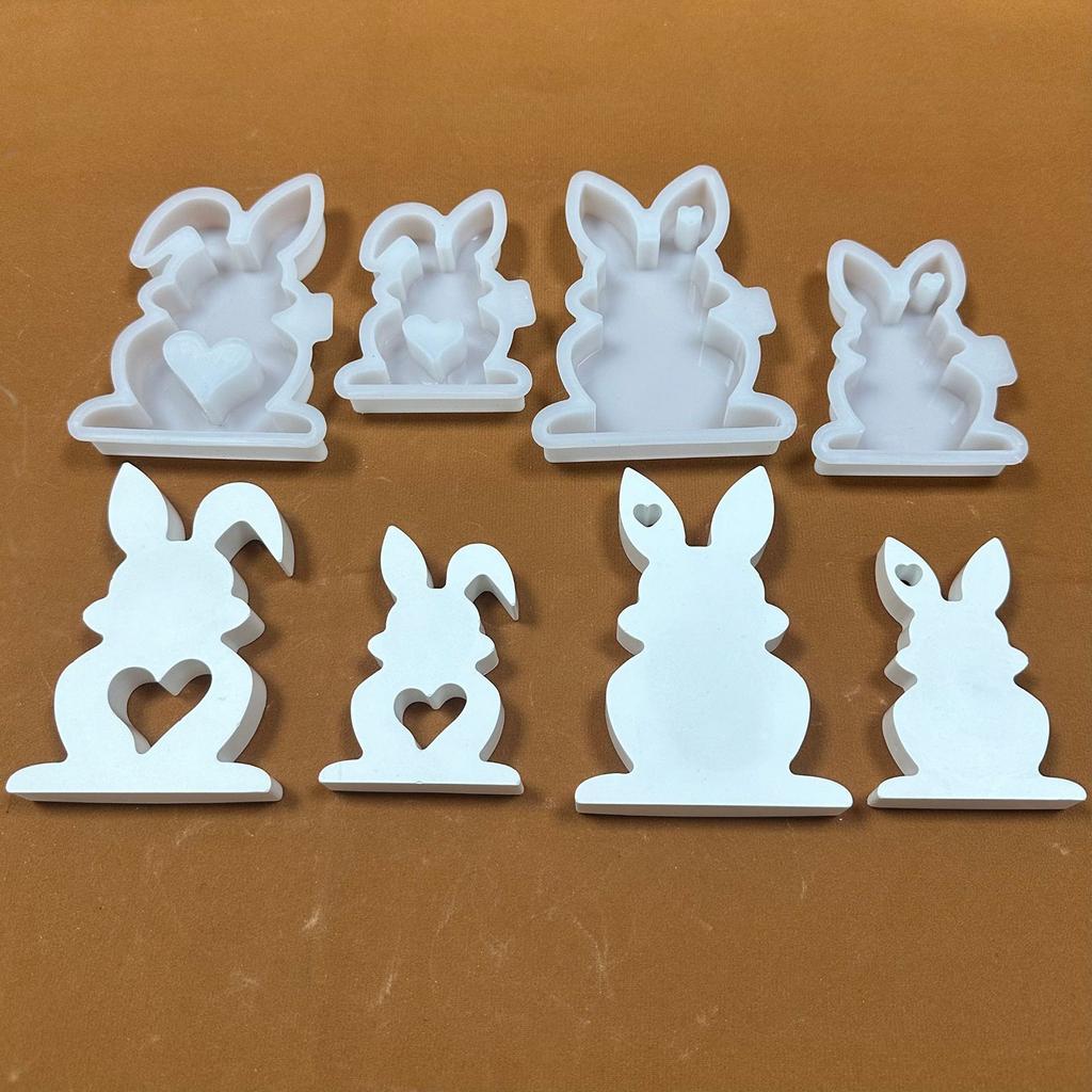 Heart Rabbit Candle Resin Mold Easter Rabbit Silicone Mould DIY Craft Molds Handmade Soap Baking Mold for Home Decor