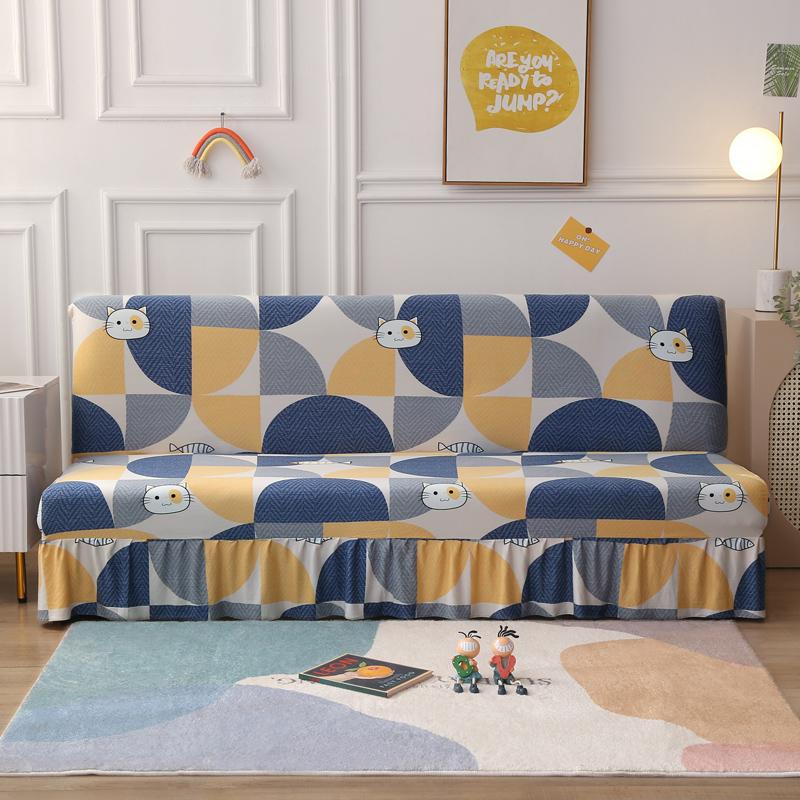 Чехол для футона без подлокотников с юбкой, раскладной, с принтом, чехол для дивана, моющийся, чехол для дивана, защитная пленка для мебели SML