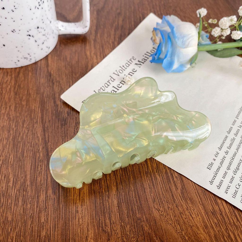 Iridescent Mermaid Shark Clip: Large Korean Acetate Hair Claw for Women's Updo