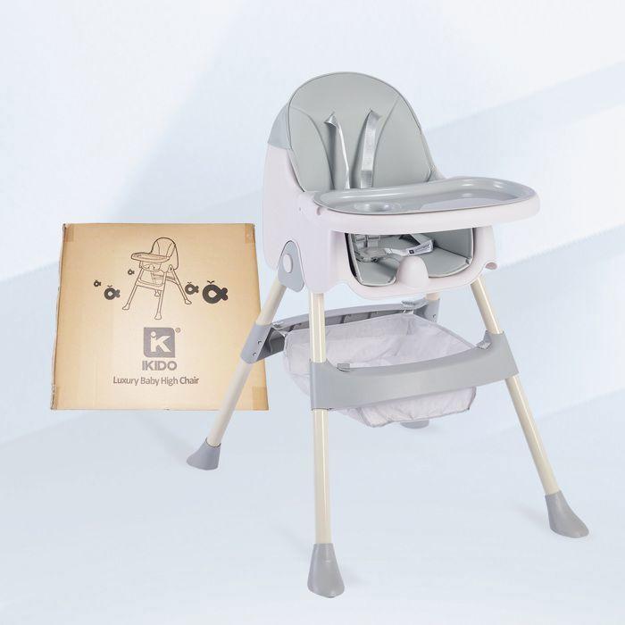 K IKIDO Chaise haute bébé, Chaise Pliable, Chaise Haute pour Enfants réglable,De 6 mois à 3 ans(15KG)-Gris