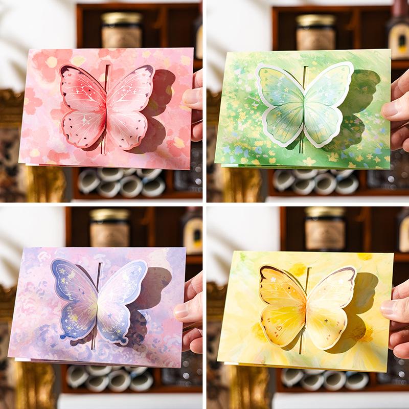 Трехмерная 3D открытка-бабочка может быть подписана от руки DIY продвинутое ощущение ins конверт складная карточка день рождения пара благословение картон