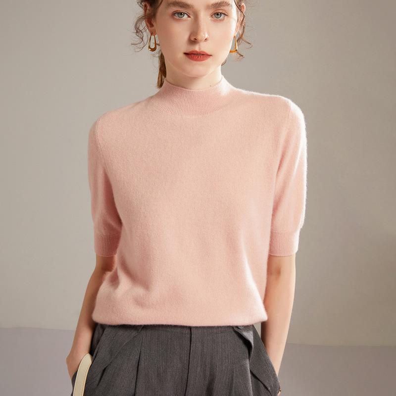 Lekasha Women's 100% Pure Cashmere Half-High Collar Sweater for Autumn and Winter