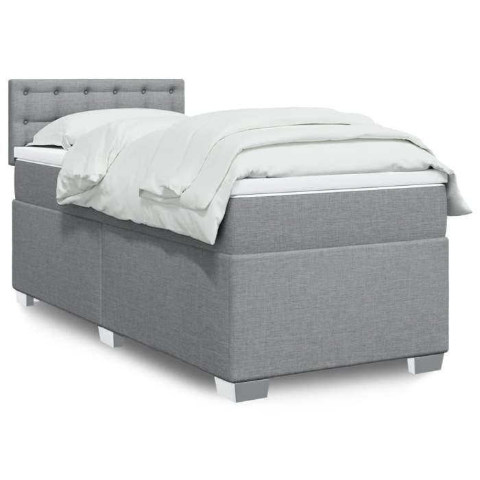 Maison Exclusive - Sommier à lattes de lit avec matelas Gris clair 90x200 cm Tissu