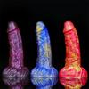 Female Mixed Color Liquid Silicone Imitation Dildo Shaped Back Court Anal Plug Adult Sex Toys