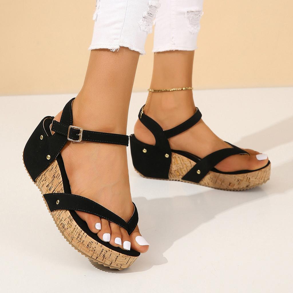 Womens Thick Sole Roman Sandals With Pu Upper And Ankle Strap For Summer Outings
