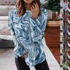 Women's Round Neck Tops Cotton Women's Casual Fashion Floral Print Long Sleeve O-Neck Pullover Top Blouse