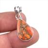 Подвеска из натурального оранжевого медно-бирюзового драгоценного камня из чистого серебра 925 пробы 1,5 дюйма Y4c64