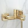 Tuqiu Bathtub Shower Set Wall Mounted Brushed Gold Bath and Shower Faucet, Bathroom Cold and Hot Bath and Shower Mixer Tap Brass