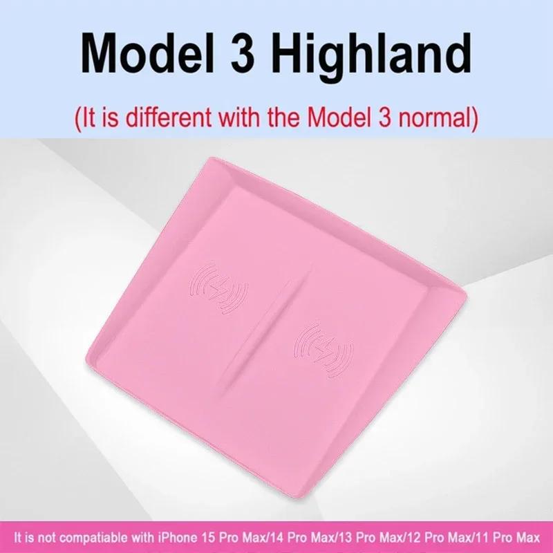 Для Tesla Model 3/Y Беспроводная зарядка Силиконовая подставка Углеродное волокно Центральная консоль Нескользящий Защитный коврик для зарядного устройства Автоаксессуары