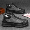 Мужские ботинки на шнуровке, британские повседневные кожаные ботинки на платформе, мужские черные мотоциклетные ботинки, зимние удобные, сохраняющие тепло, мужские ботильоны