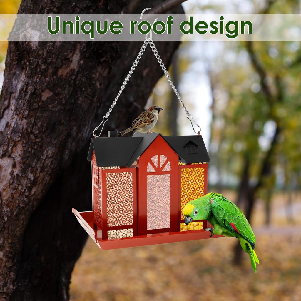 Подвесные металлические кормушки для птиц, домик для птиц большой вместимости, кормушка для птиц, скворечники, красные многофункциональные товары для птиц для улицы, сада