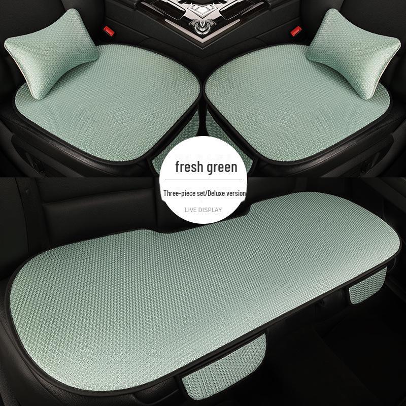 Комплект подушек для автомобильного сиденья из дышащего ледяного шелка для любого сезона, цельная конструкция с функциями вентиляции и комфорта.