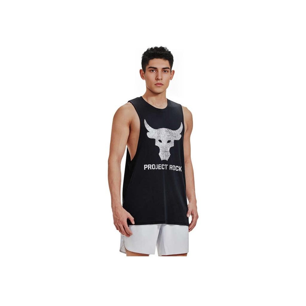 Under Armour Project UA Project Rock Letter Logo Print Training Sleeveless T-Shirt Men Tops Black 1373787-004
