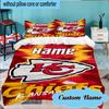 Custom Name Kansas Chiefs Helmet Bedding Set 3pcs, Bedding Set Including 1pc Duvet Cover And 2pcs Pillowcases for Bedroom, Dormitory Gift
