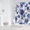 1Pc Elegant Lavender Blue Floral Shower Curtain - Polyester Fabric, Machine Washable, Suitable For Bathroom Decoration