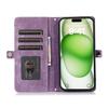 Чехол-кошелек на молнии с 9 слотами для карт из ПУ-кожи для iPhone 16 Pro с ремешком на запястье