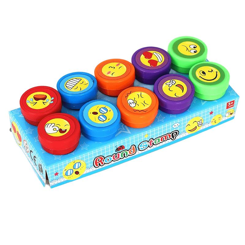 10 шт. Набор милых мультяшных штампов, в коробке, в ассортименте, набор печатей, DIY, украшение для рисования, канцелярские принадлежности, приз для учителя, подарок ZYF