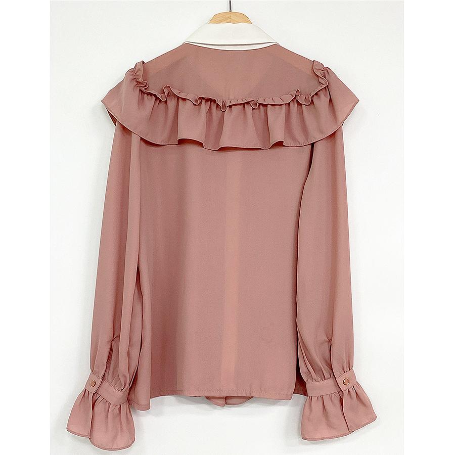 Женский топ, винтажные шифоновые топы с оборками, галстуком-бабочкой и оборками, базовая элегантная рабочая однобортная синяя рубашка, женская одежда