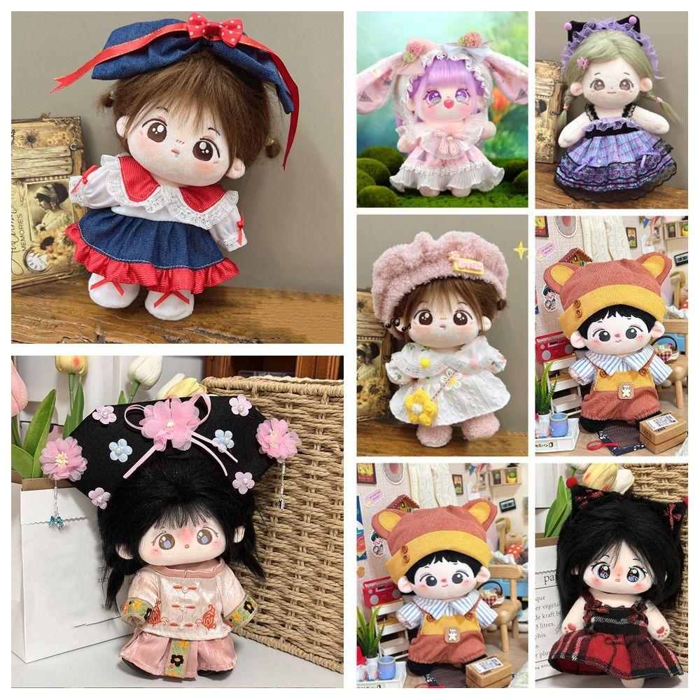 20CM Doll Dress Suit Multicolor Doll Cap Dress Gift Miniature Clothes Cotton Stuffed Doll