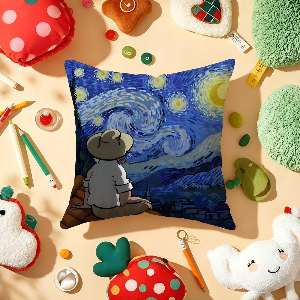 Funny VVan Gogh Cushion Cover Plush Fabric Soft DoubleSided Printed Sofa Warm Winter Home Gift Pillow Cover